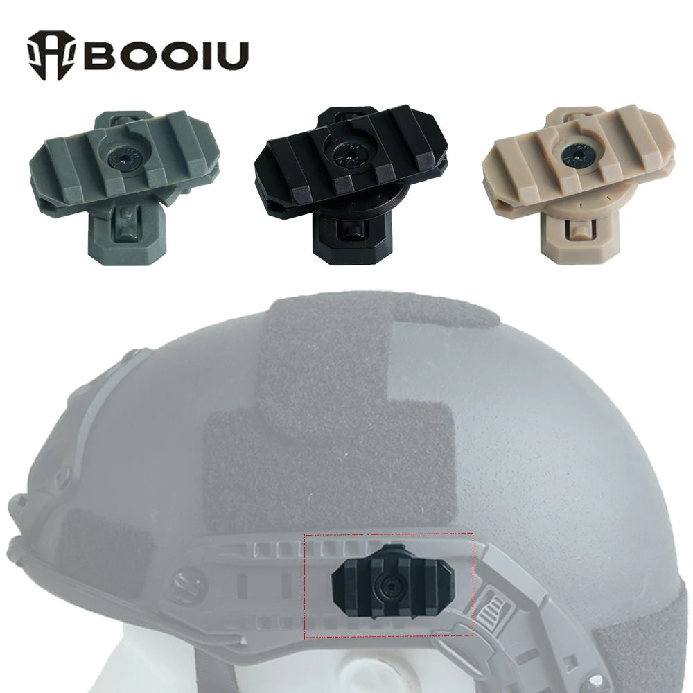 BOOIU New Fast Helmet Side Rail Adapter Nylon 360 Rotatable Helmet Rail Flashlight Mount For Airsoft Helmet Hunting Accessories