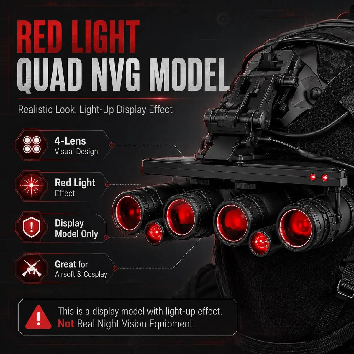 Tactical Airsoft Helmet Kit with Quad NVG Model Red Green Light Cover Headset Strobe for Paintball CS Cosplay