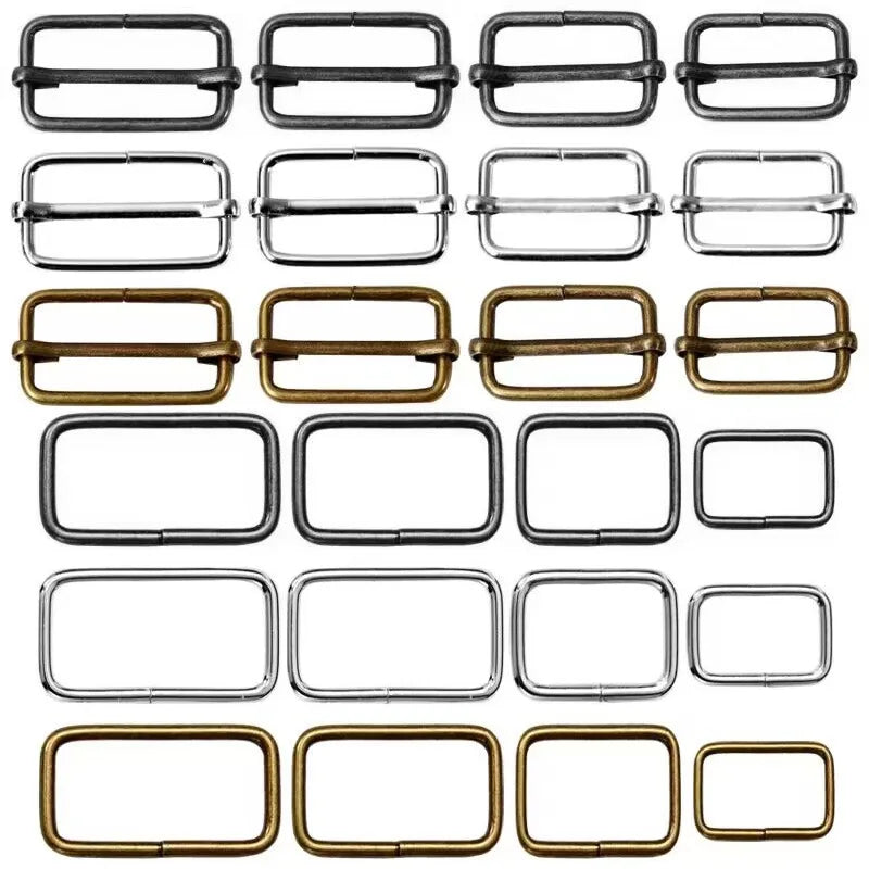 10pcs/lot Metal Slides Adjustable Rectangle D Ring Belt Ribbon Roller Pin Buckle For Backpacks Bag Cat Buckles DIY Accessories