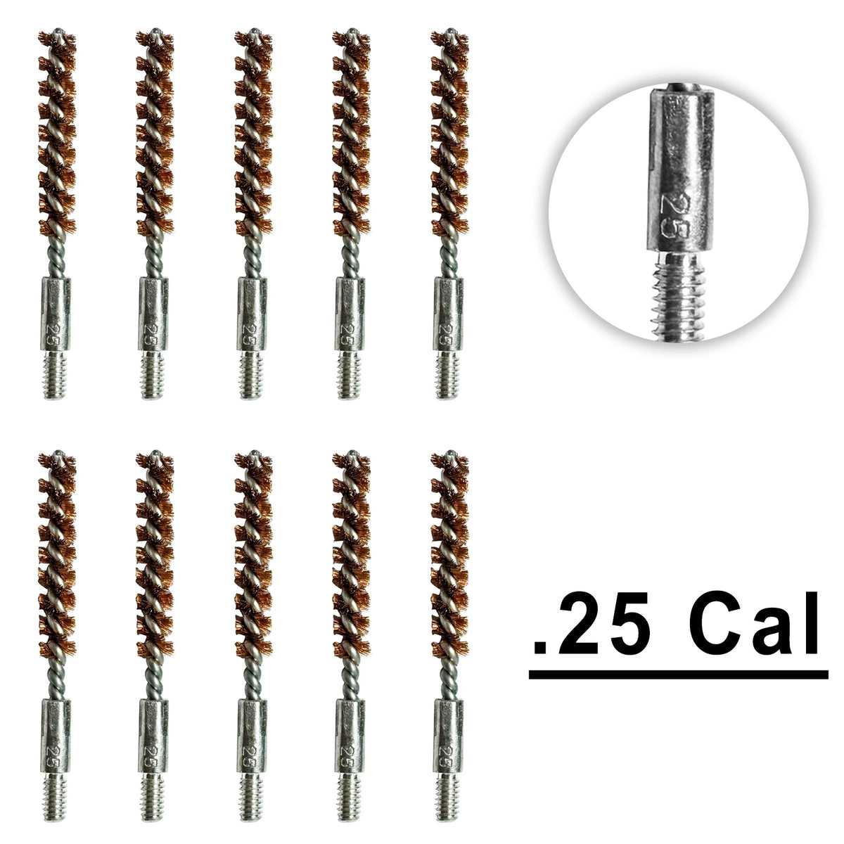 10 Pack Bronze Bore Brush 12GA .17Cal .22Cal 9mm Cleaning Brush for Pistol Rifle Cleaning Kit Thread 5-40 8-32 5/16-27