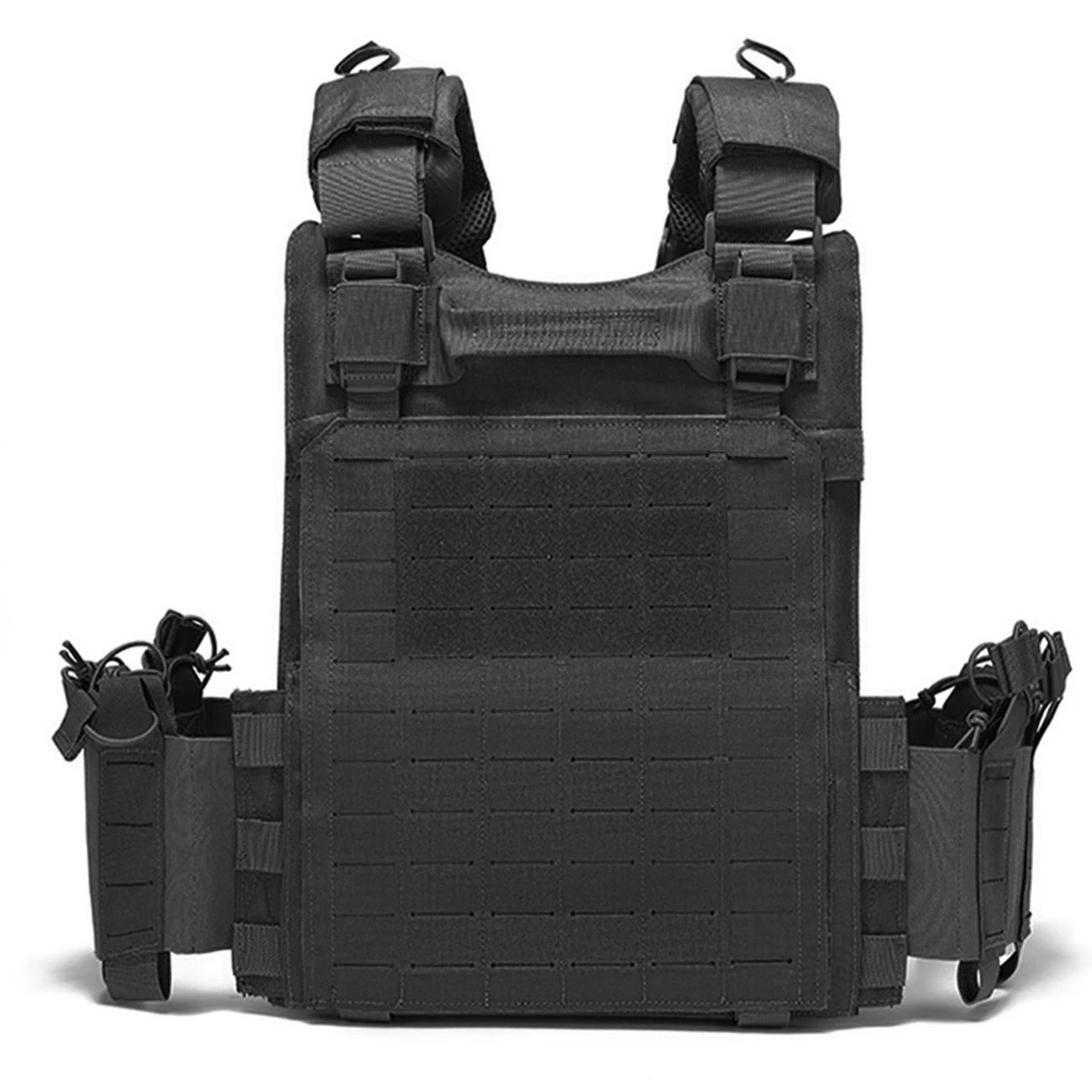 Black Multifunctional Hunting Vest with National Flag Sticker, Suitable for Outdoor Sports