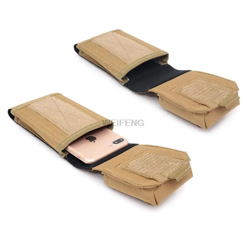Tactical Molle Phone Pouch with Cigarette Bag 6.5in Smartphone Holder Case Utility EDC Gear Bag Compact Waist Fanny Pack