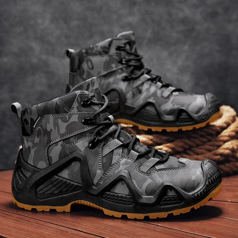 Men's High Top Training Boots Outdoor Non-slip Casual Platform Sneakers Men's Designer Desert Camouflage Tactical Boots 2026 New
