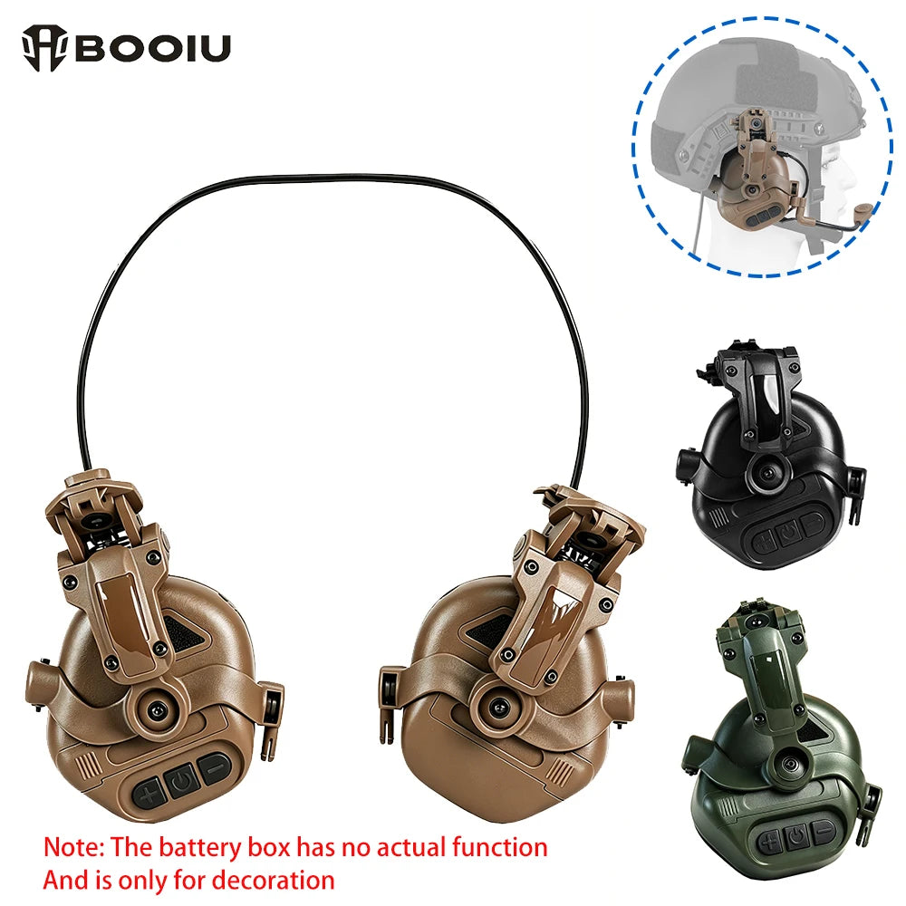 BOOIU Tactical Shooting Headset Fast Helmet 3.5mm Interface Pickup Headphones Tactical Training Communication Hearing Earmuff