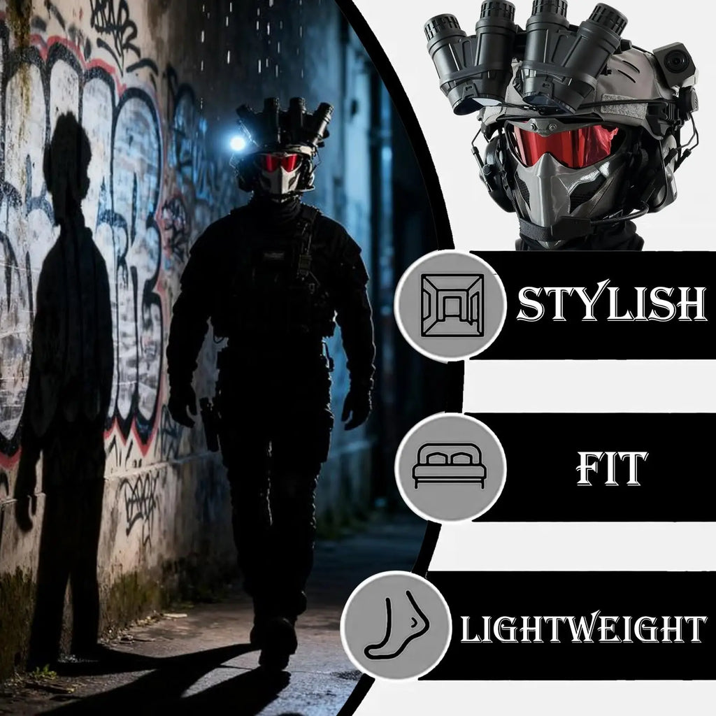 Tactical Helmet Set 9-in-1 Airsoft Full Face Protection Helmet Set with Mask Headphones NVG Dummy Model Mask for CS Cosplay Game