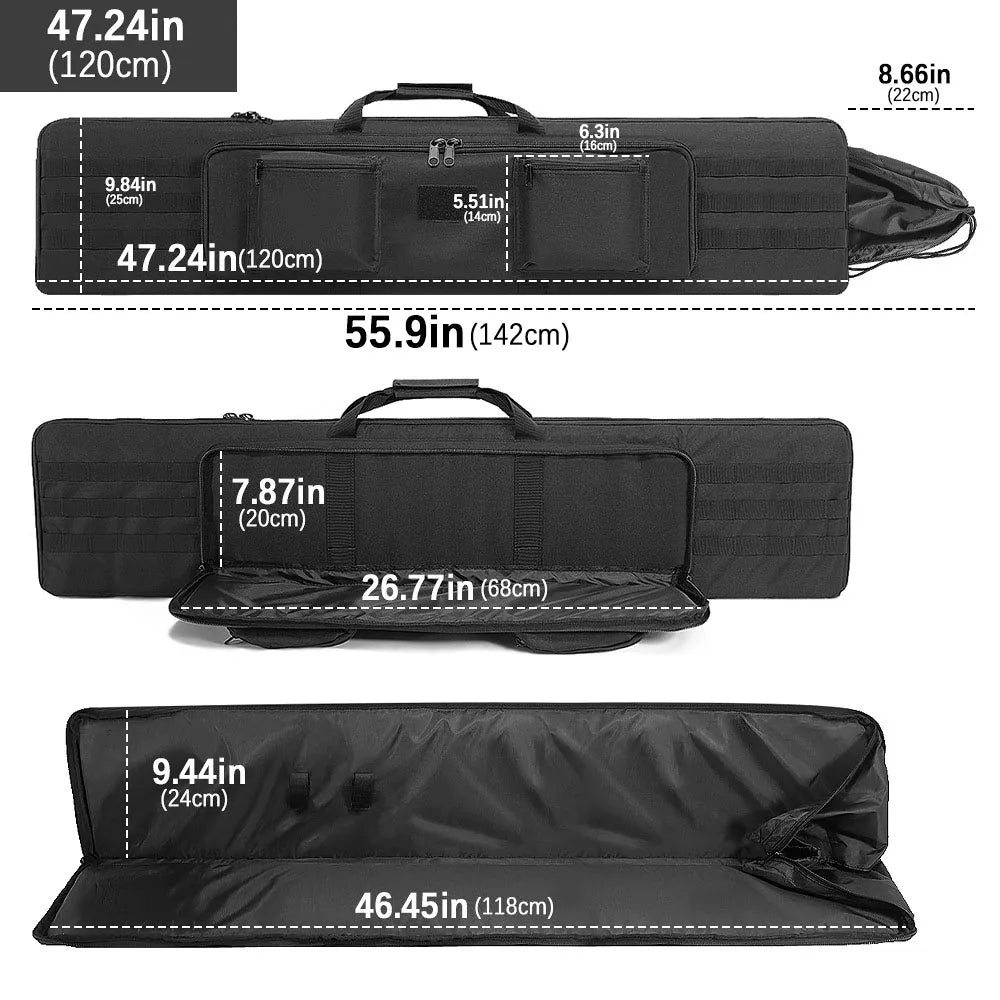 100/120cm Rifle Gun Bag Soft Rifle Case Shotgun Storage Bag Gun Carrier Pouch Outdoor Hunting Bag with Backpack Straps