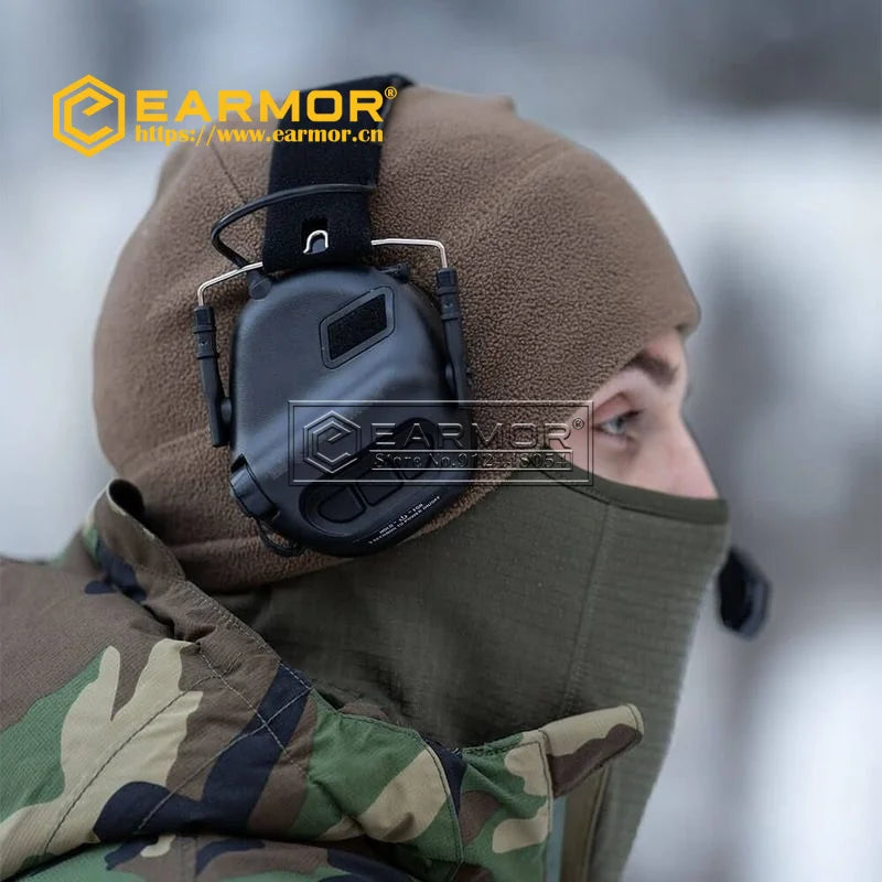EARMOR Tactical Headset M32 MOD4 Hunting & Shooting Earmuffs with Microphone, Sound Amplification, Nato TP120 Jacket, Black