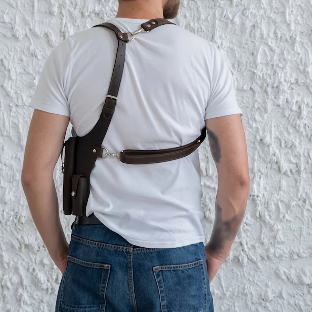 Retro Underarm Gun Holster, Punk Western Adjustable PU Leather  Shoulder Bag for Cosplay, Halloween & Outdoor