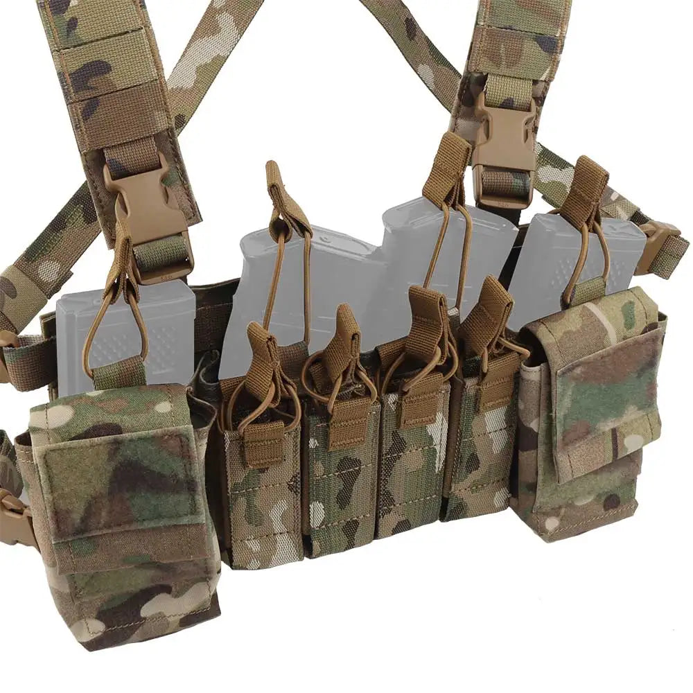 Tactical Vest Chest Rig D3CRX with 9mm 5.56 Modular Multi-function Quadruple Magazine Pouch Lightweight Gear