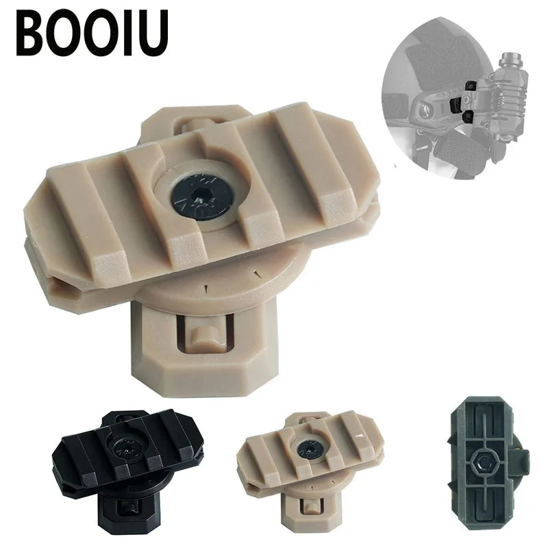 BOOIU Side Rail Adapter Lamp Adjustable 360 Tactical Helmet Mount Rotatable Nylon for Airsoft Helmet Hunting Adapter Accessories