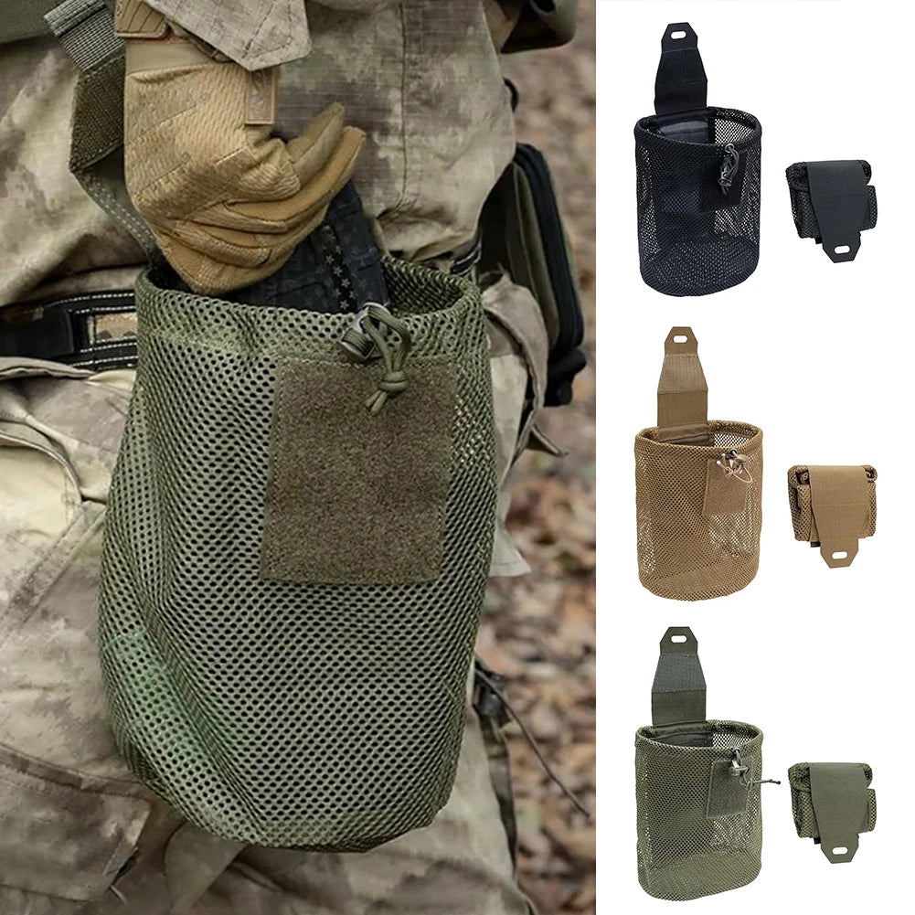 Tactical Molle Dump Pouch Outdoor Roll-Up Drawstring Magazine Utility Folding Waist Bag Mesh Foldable Sport Hunting EDC Pocket