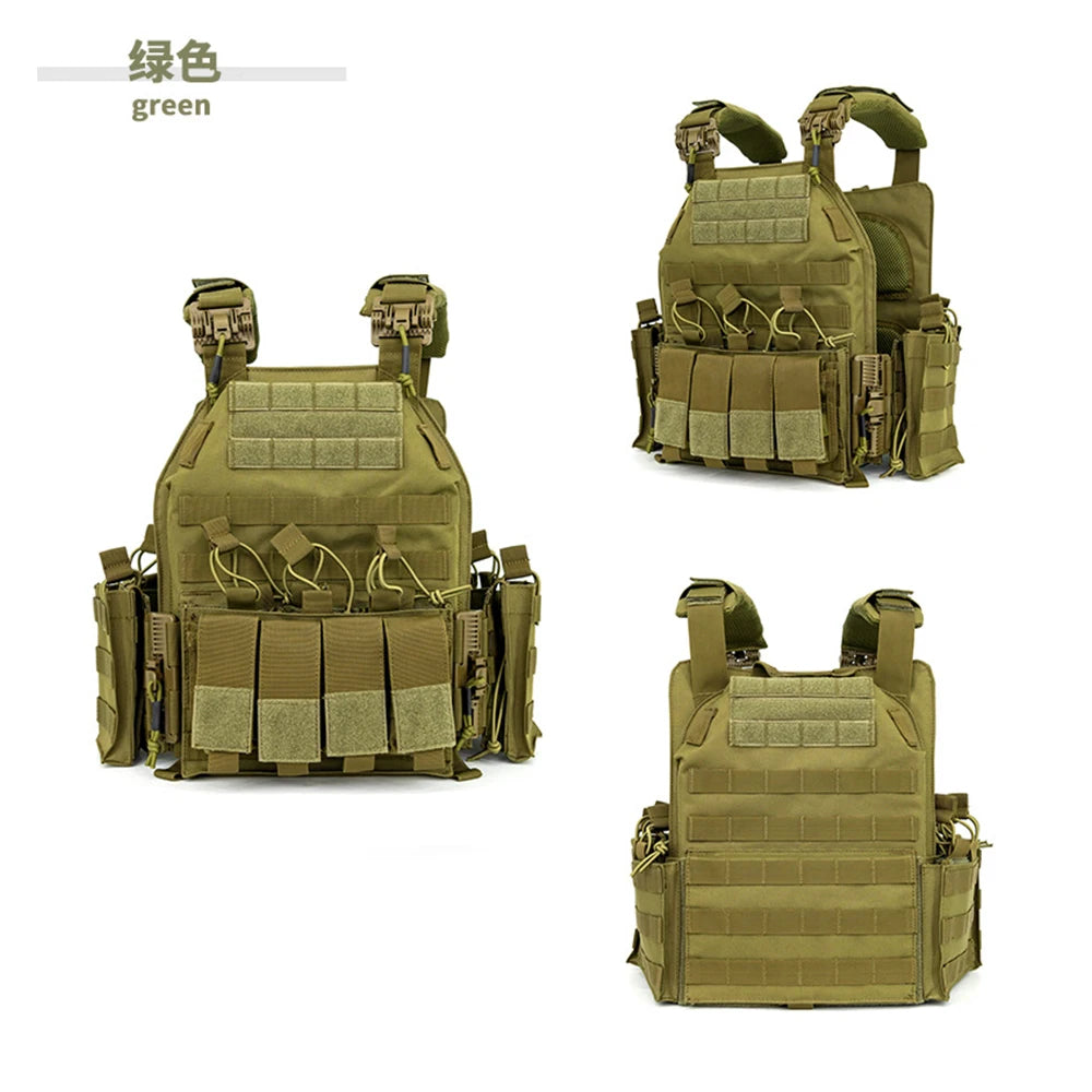 Tactical Airsoft Vest Outdoor Adjustable Breathable Quick Release Vest Adjustable Modular Paintball Vest for CS Hunting Shooting