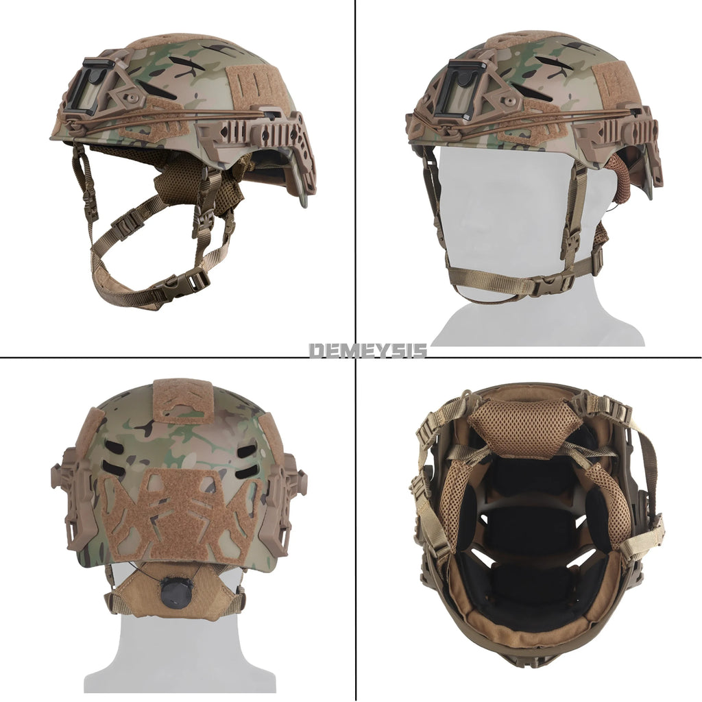 Tactical Helmet Airsoft Paintball Combat Training Lightweight Head Protector with Liner Pad Chin Strap