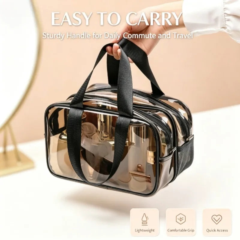 Dry And Wet Separation Clear Toiletry Bag for Women Men Portable Large Travel Makeup Bag Waterproof Transparent Cosmetic Bag
