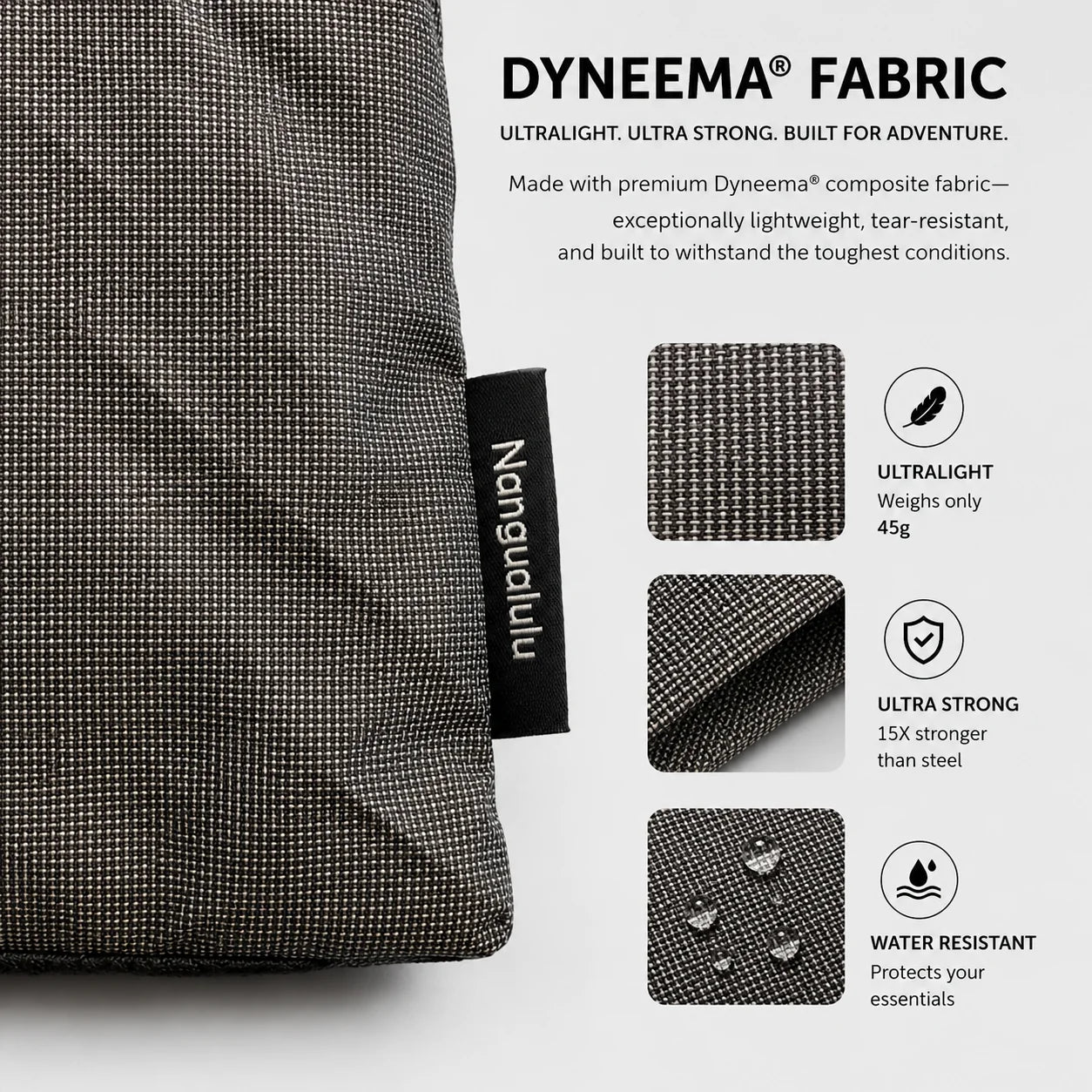Dyneema Ultralight Hanging Toiletry Bag UHMWPE - 45g, 3-Compartment Waterproof Wash Organizer Storage Bag for Travel & Outdoor