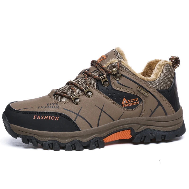 Suede Leather Men Hiking Shoes Outdoor Trail Trekking Sneakers Men Non-slip Breathable Climbing Shoes Men Mountain Sports Shoes