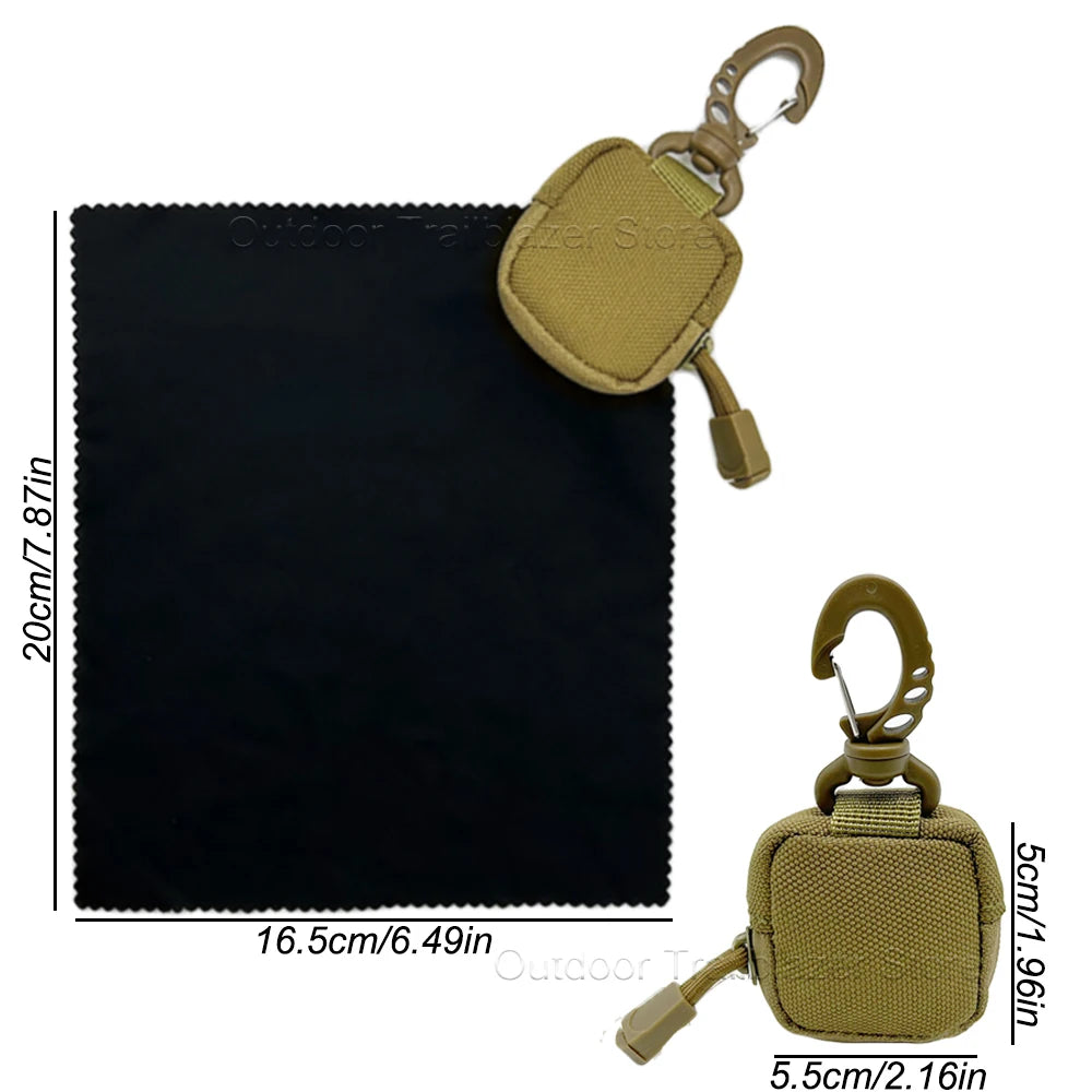 Tactical Storage Eyeglass Cloth Bag Ultra-Fine Fibers Cleaning Cloth One-piece Folding Storage Eyeglass Cloth Hunting Accessorie