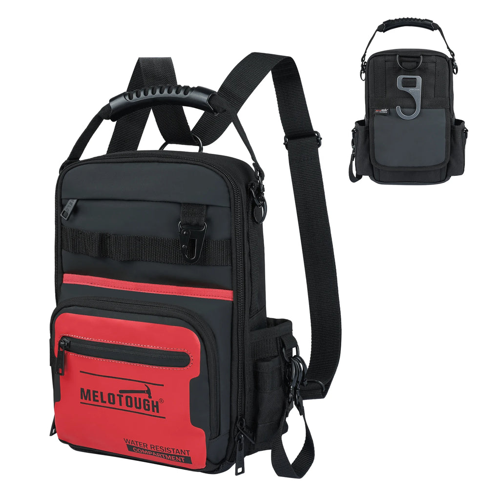 Small Tool Backpack for Men 30 Multi-Storage Pockets Heavy Duty Tool Bag Backpack with Dual-Form Shoulder Strap