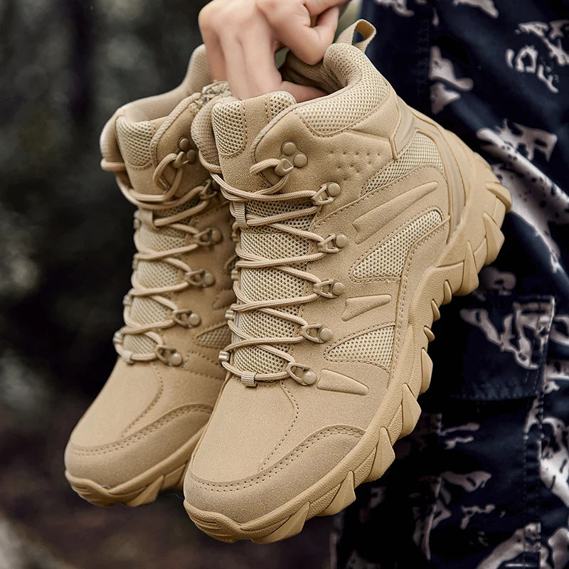 Men's Desert Combat Boots Men Ankle Boots Male Hiking Shoes Tactical Boots Big Size 39-46 Work Safety Shoes Motocycle Boots