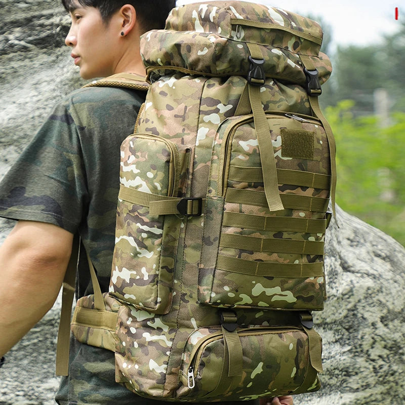 80L/100L  Mountaineering Bag Climb Bag Tactical Backpacks Large Backpack Outdoors Hiking Camping Travel Bags