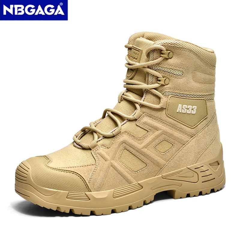 Outdoor Men's Tactics Combat Training Boots Anti Slip and Wear-resistant Off-Road Sports Hiking Shoes Fishing Hunting Sneakers