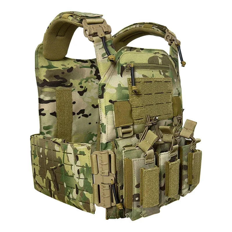 Wear-resistant Quick-Release Laser-Cut MOLLE System Outdoor Hunting Training Tactical Vest Made of Nylon Material