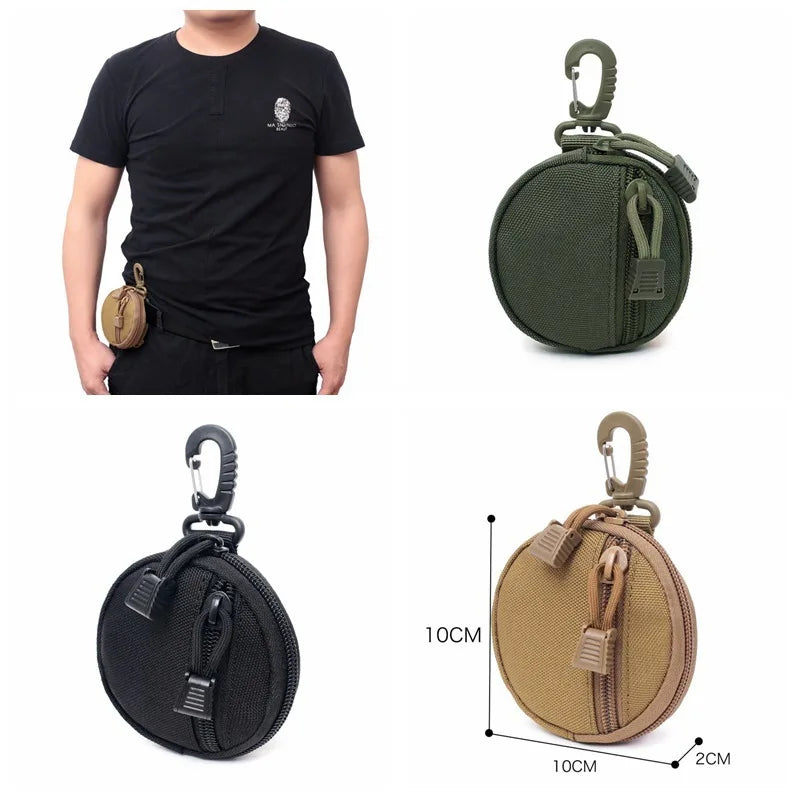 1000D New Outdoor Casual Men Coin Wallet Portable Mini Money Coin Pouch Keys Holder Waist Bag Round Small Case Zipper Wallet