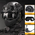 Airsoft Helmet Set, Tactical Helmet with Airsoft Mask Shooting Pickup Noise Canceling Headset, Paintball Goggles and NVG Model