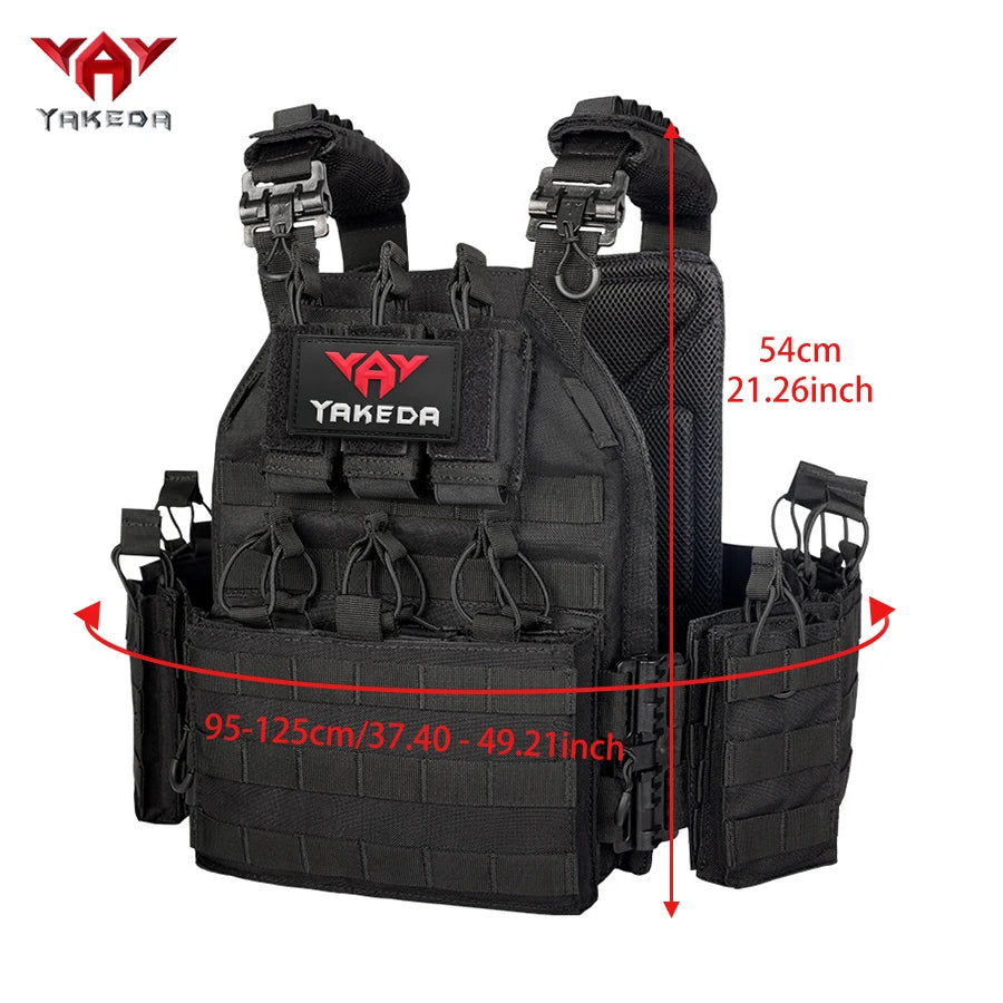 YAKEDA waist and shoulder straps with quick release buckles, MOLLE system with multiple accessories package hunting vest