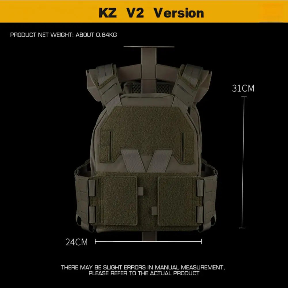 KZ V1 V2 Modular Plate Carrier Vest Built-in 6PCS Side Pouch Come with Rifle 5.56 Submachine 9mm Triple Magazine Pouch Panel