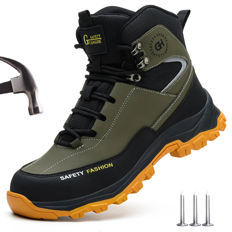 Men Work Safety Boots Waterproof Anti-smash Anti Puncture Work Shoes Indestructible Non-slip Protective Men Safety Shoes