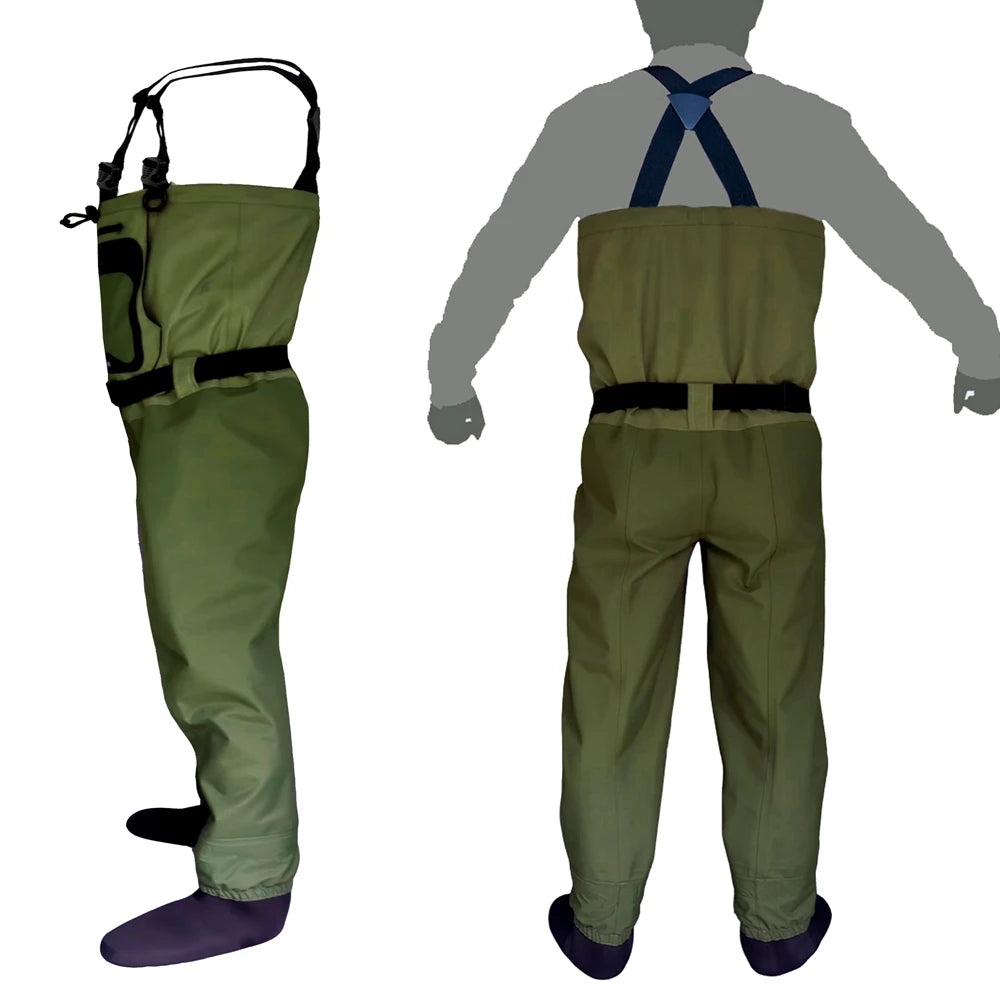 5 Layer Breathable Waterproof Fly Fishing Chest-High Waders Stockingfoot High Pant Wader Durable Duck Hunting Wading Pants