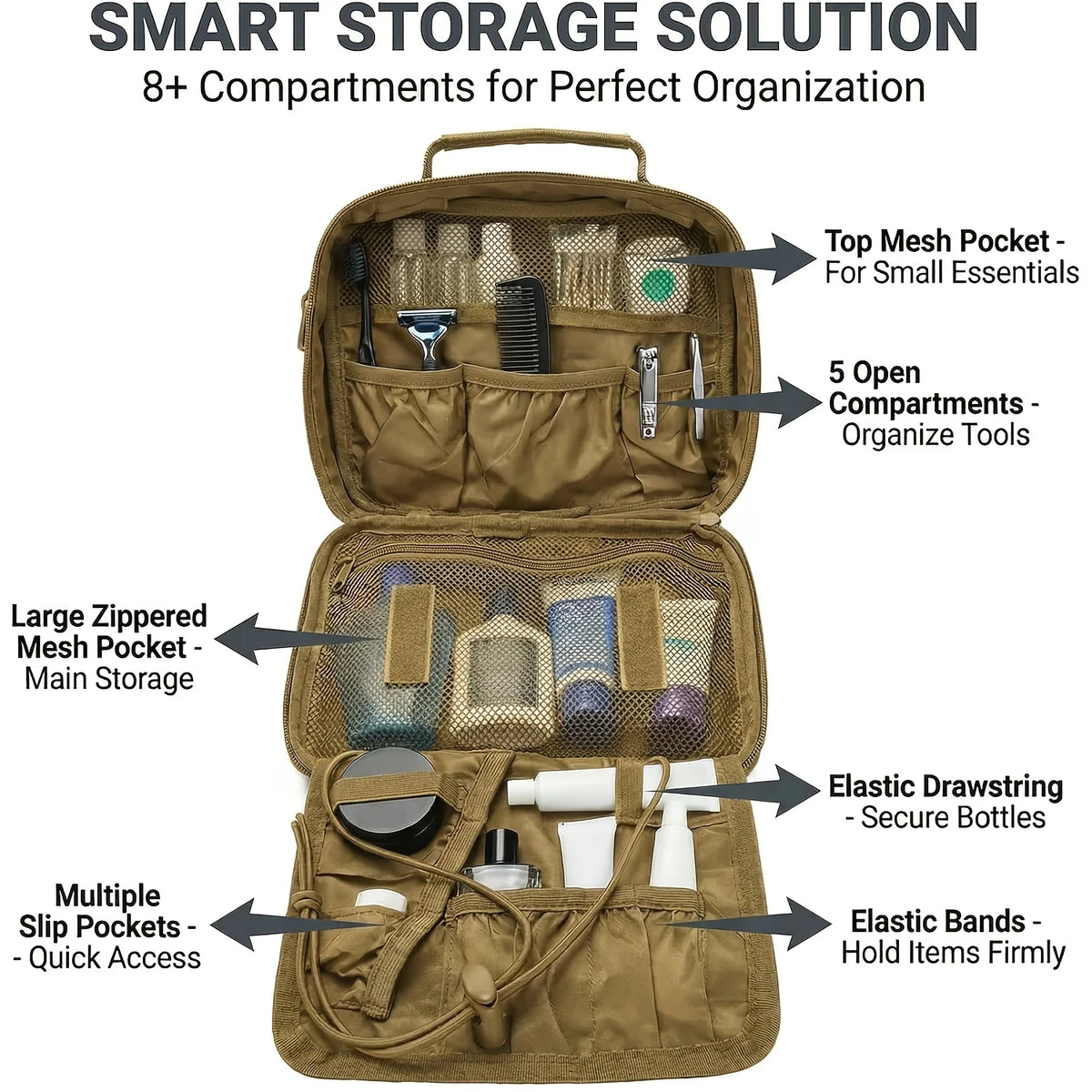 Tactical Outdoor Bag Oxford Fabric, Multi-purpose Storage Bag Large-capacity Equipment Storage Bag for Fishing Toiletry Travel