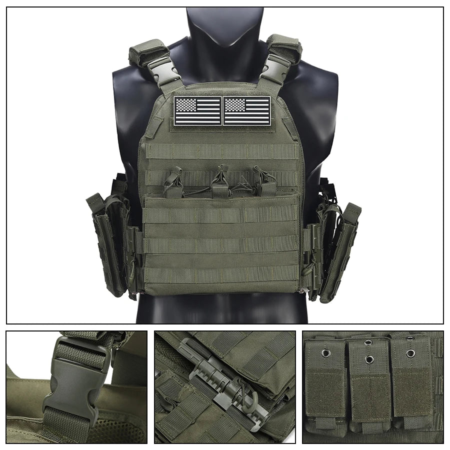 Outdoor Adventure Quick Release Vest MOLLE System Can Be Mounted With Front Triple Bag High-Density Wear-Resistant Fabric Vest