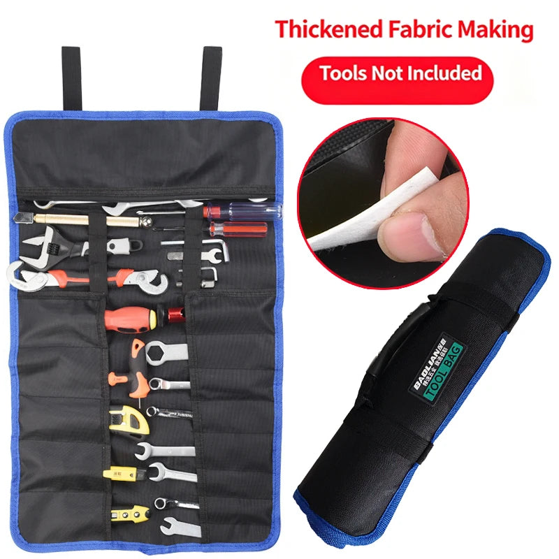 Waterproof 600D Oxford Roll-Up Tool Bag 22+1 Pockets Portable Wrench Hammer Electrician Tool Organizer Storage Bag with Handle