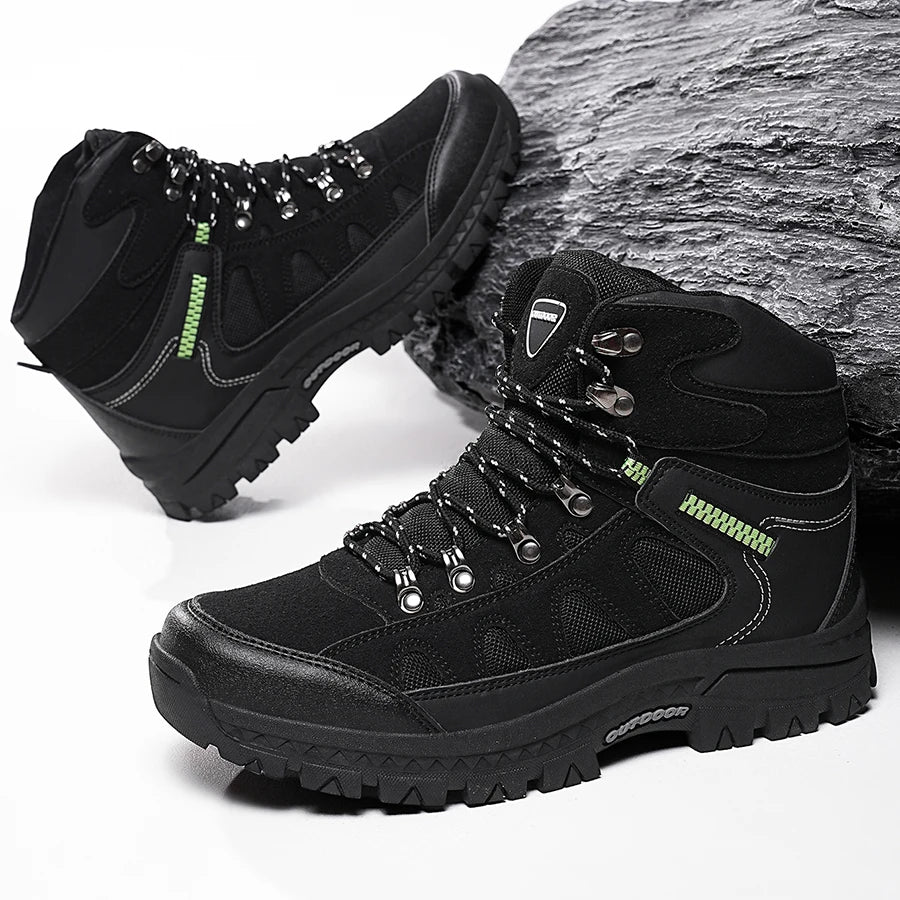 Mens Hiking Boots High Top Anti Slip Wear-resistant Thick Sole Comfortable Outdoor Travel Lace Up Sports Casual Trekking Boots