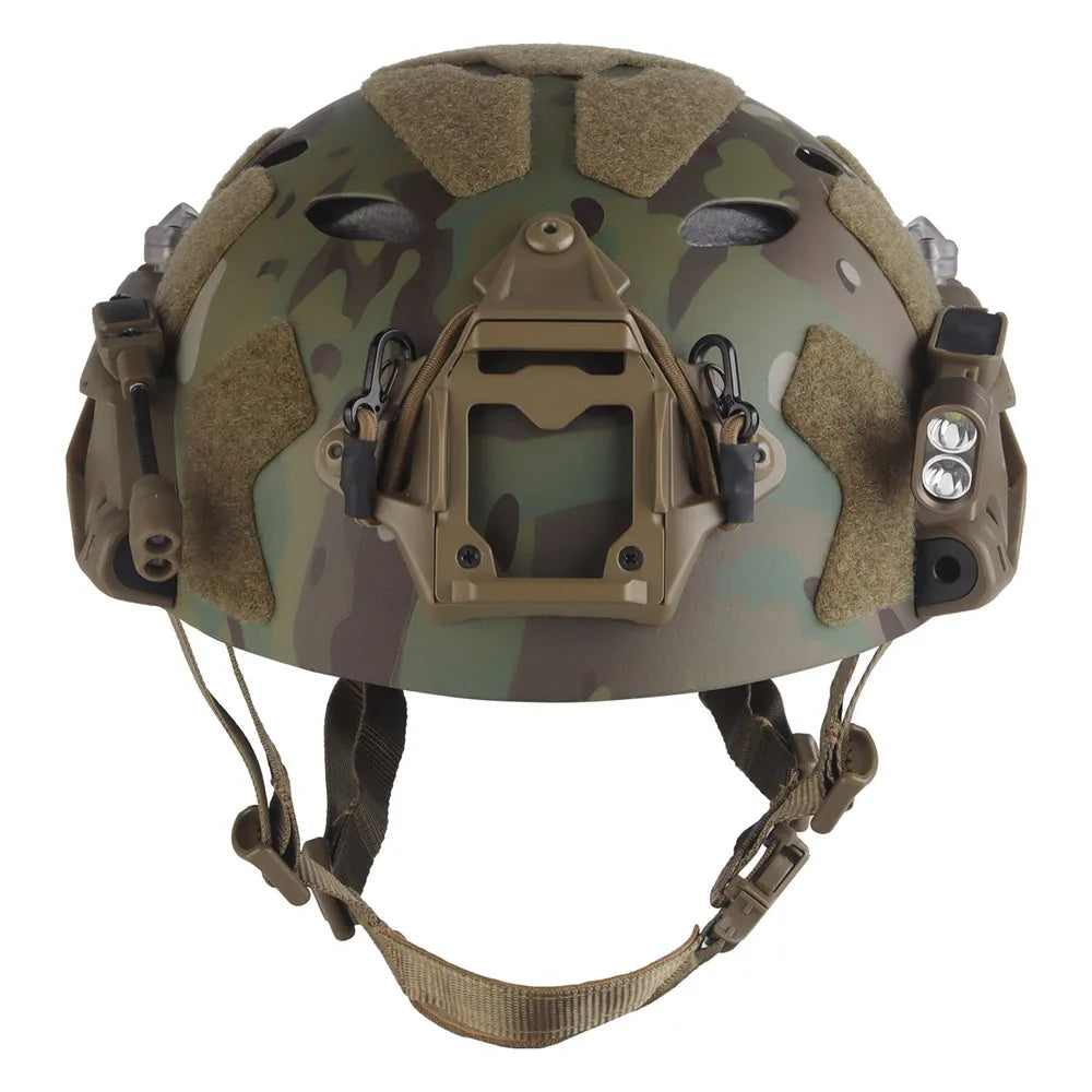 Tactical Modular ARC Rail Fast Helmet Set with Modular ARC Rail IR Light, LED Flashlight, Double Signal Light, Battery Box