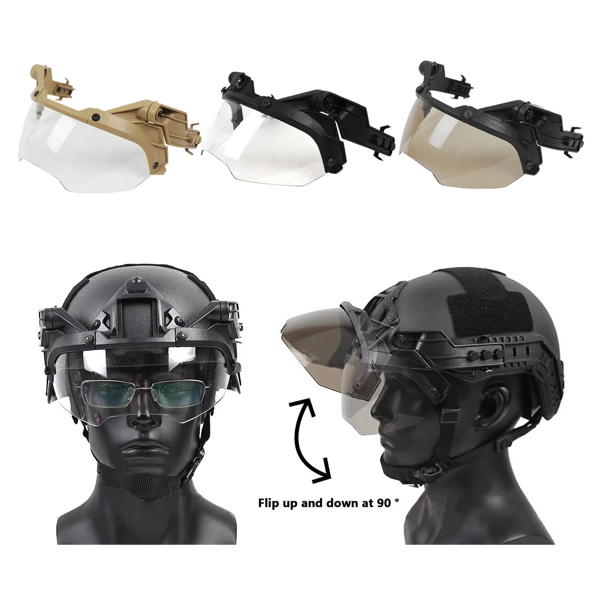 BOOIU FAST Tactical Helmet Goggles Hunting Air Gun CS Game Paintball Shooting Mask  MICH Helmet Accessories And Equipment