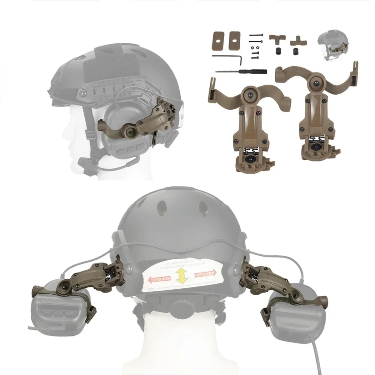Tactical Free-Angle Headset Rail Mount Adapter For Earmor Headset On M-LK Ops-Core Fast ACH Helmet Arc Rail Airsoft M32 M31