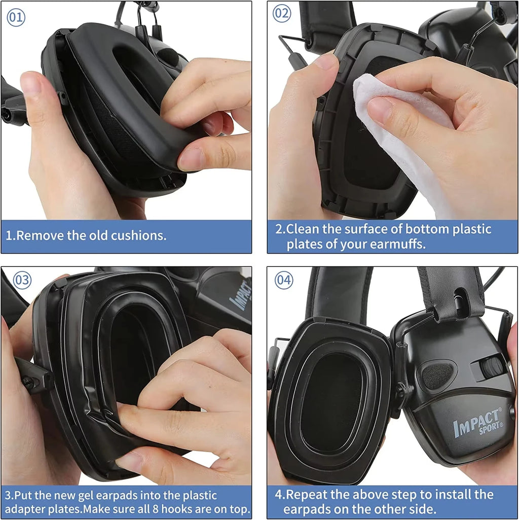 Replacement Gel Ear Pads Compatible with Peltor Tactical 100 300 , RZDL01 Series Headsets Silicone Hearing Protector Hygiene