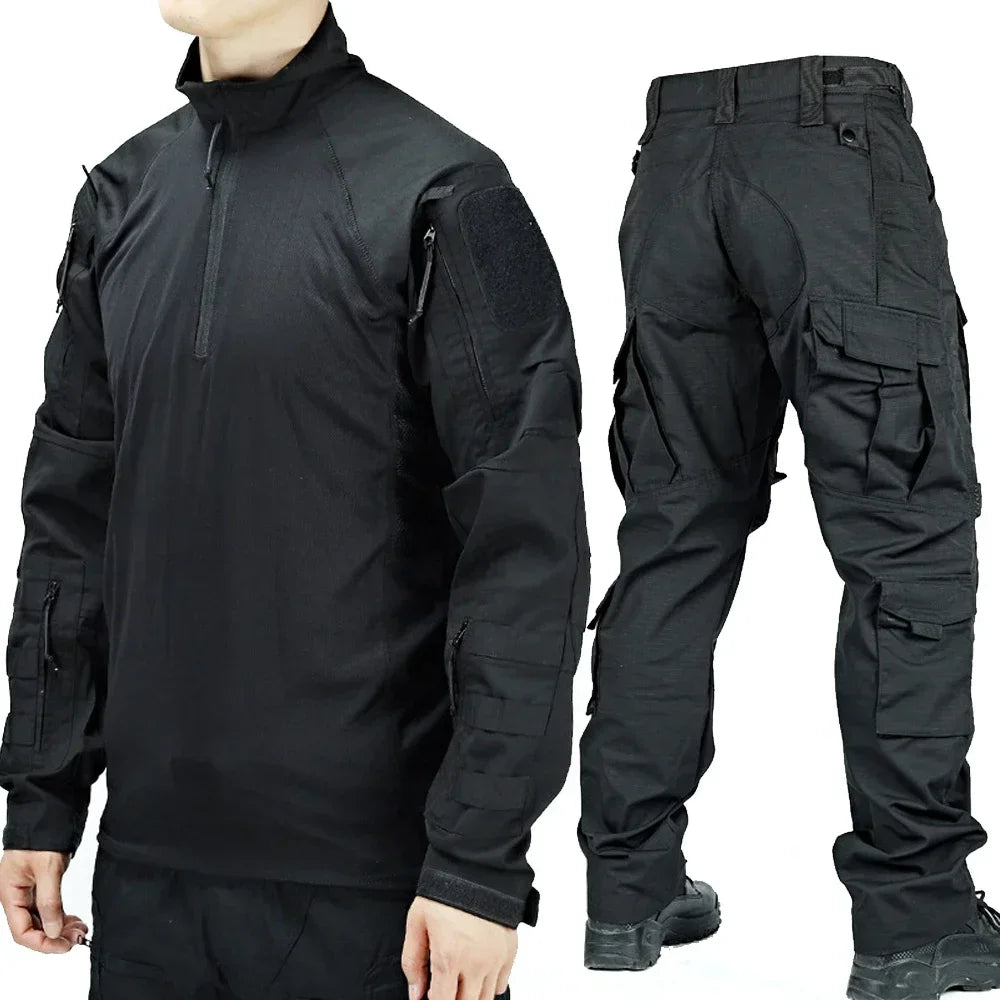 Tactical Suit Men Hunting Training Shirt Pants 2 Piece Sets Outdoor Hiking Camouflage Quick-dry Ripstop Outdoor Sport Uniform