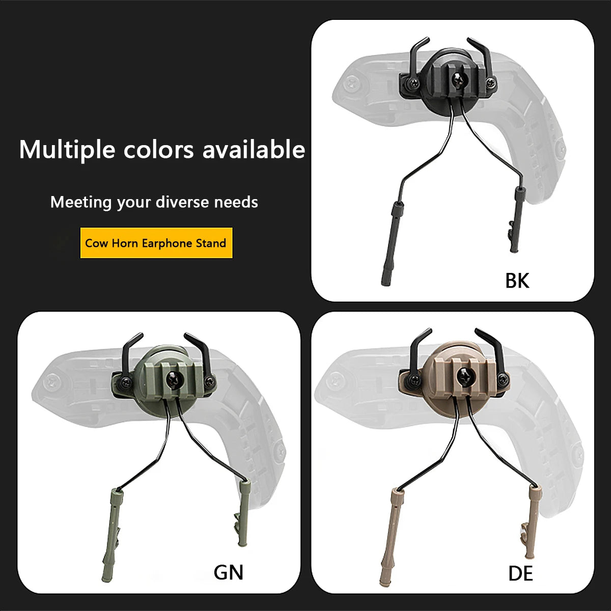 Tactical Rail Mounts Headset Fast Helmet Rail Adapter Headset Holder Shooting 360 Rotation Airsoft Helmet Rail Bracket