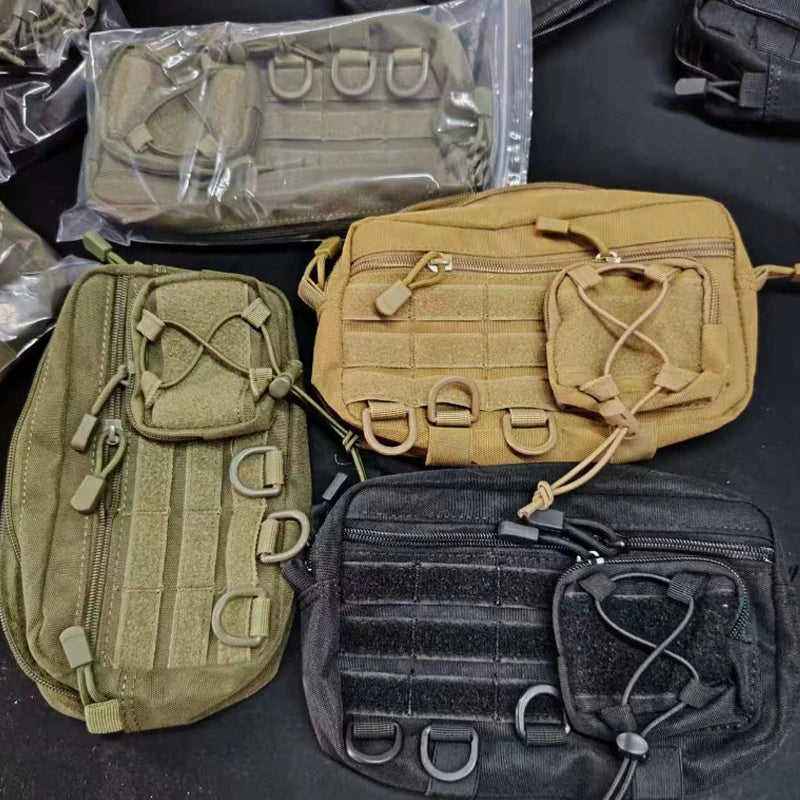 Tactical Molle Horizontal Admin Pouch with Front Drawstring Pocket EMT Modular Pouch EDC Utility Organizer Bag Outdoor Waist Bag