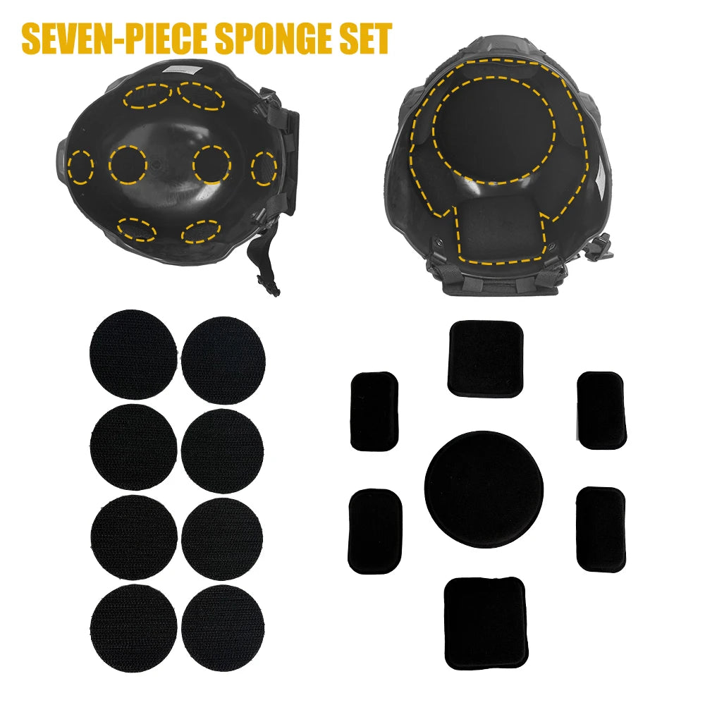 BOOIU Tactical Helmet Liner Sponge Set - 7pcs Standard / 7/9pcs Mickey Foam with 45 Hook & Loop