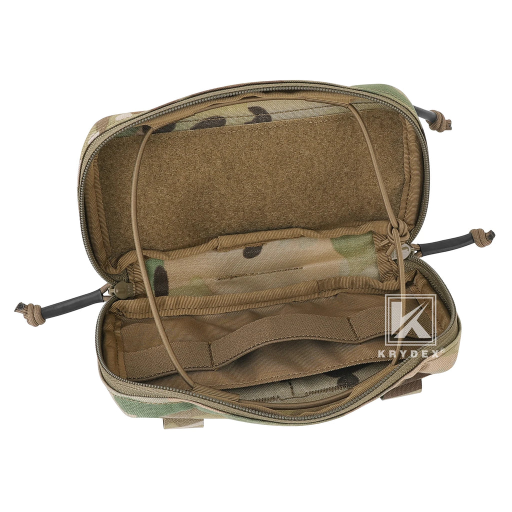 KRYDEX Tactical Admin Pouch MOLLE Utility Pouch Front Pocket with Chemlight Holder for Vest and Chest Rig Hunting Outdoor Bag