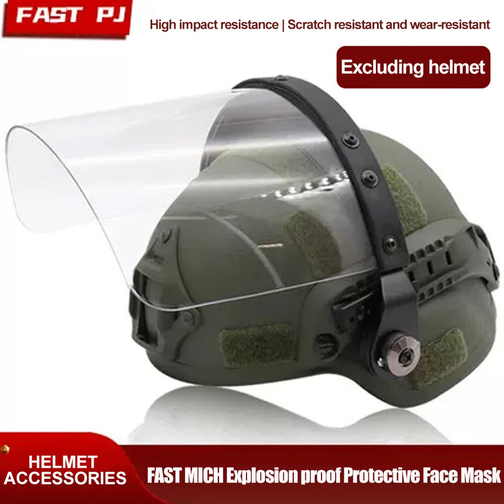 FAST/MICH Tactical Helmet - High-Strength Anti-Riot Clear Visor | Airsoft CS BB-Resistant Face Shield (Civilian Use)