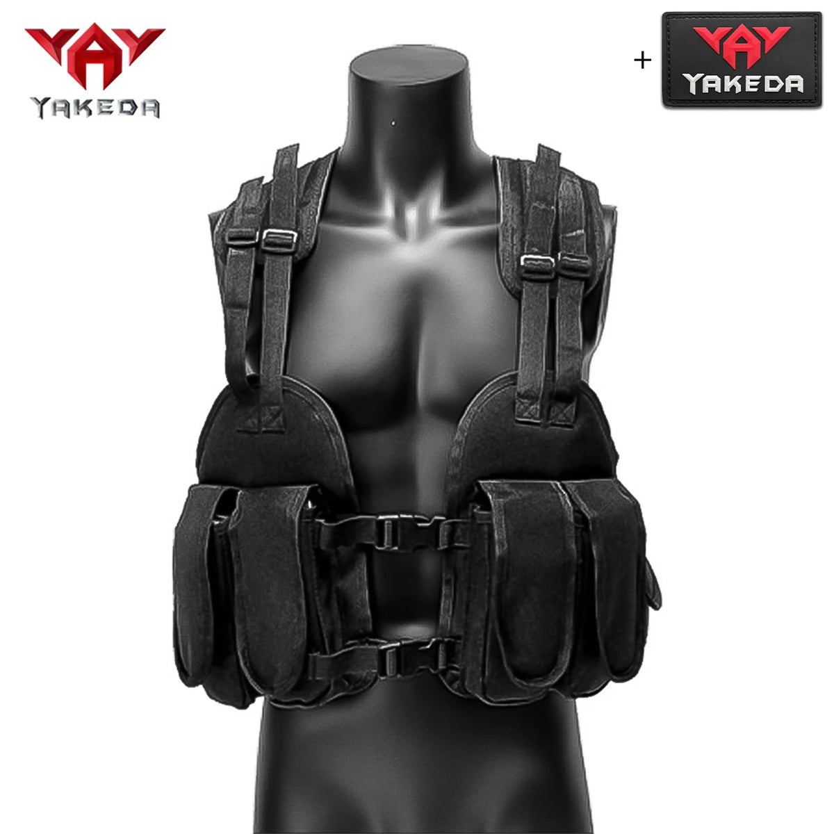 YAKEDA lightweight hollow hunting vest, multi compartment storage, adjustable shoulder straps, shoulder strap structure