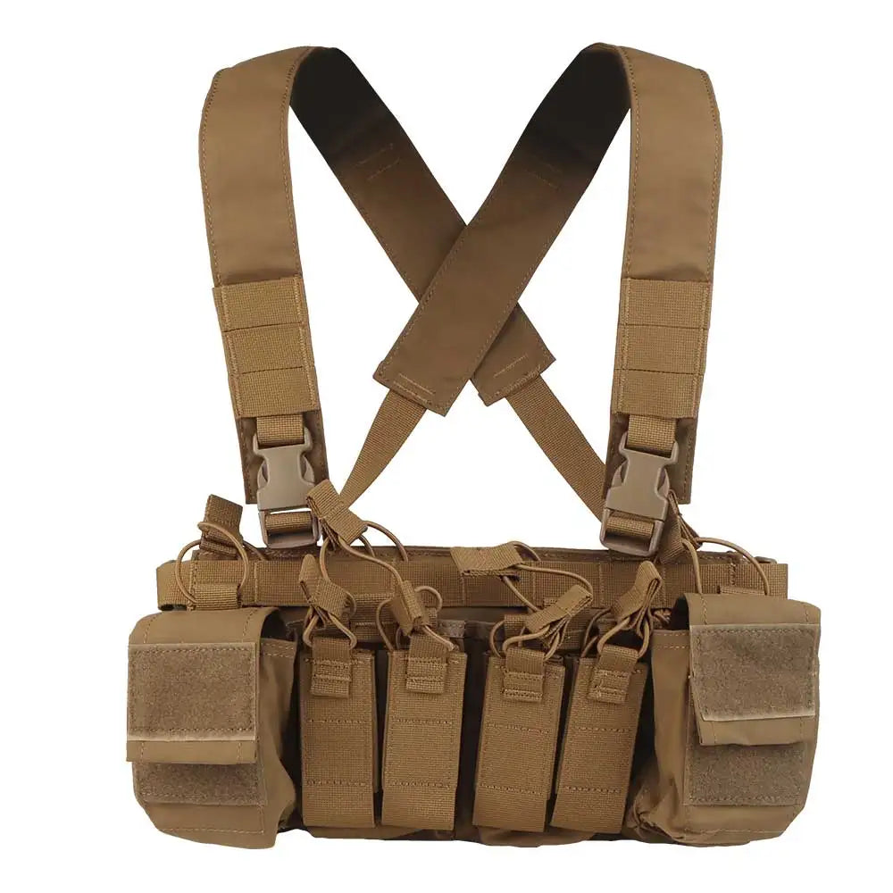 Tactical Vest Chest Rig D3CRX with 9mm 5.56 Modular Multi-function Quadruple Magazine Pouch Lightweight Gear