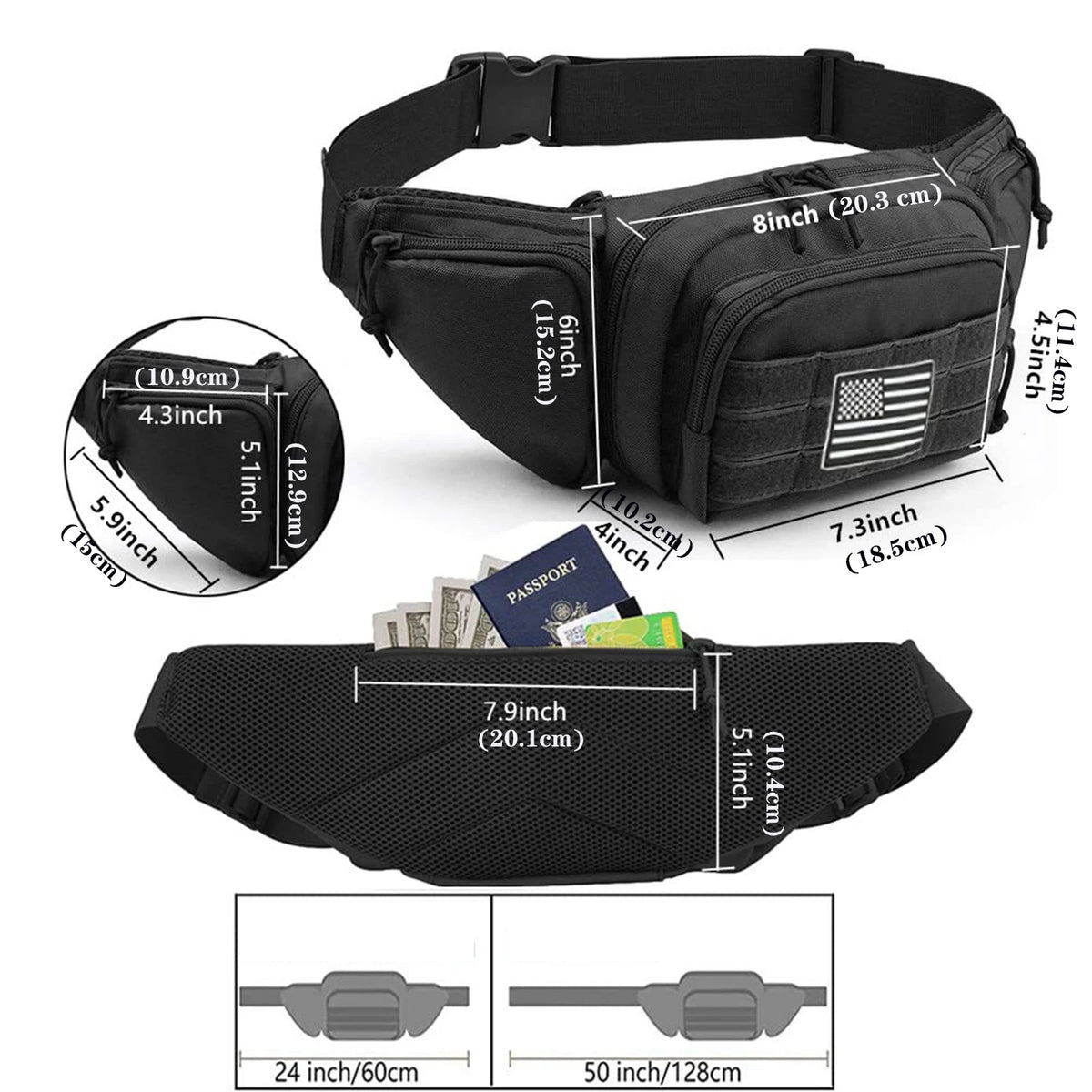 Tactical Fanny Pack Gun Holster Concealed Carry Pistol Waist Bag Waterproof Molle EDC Pouch For men women Running Hiking