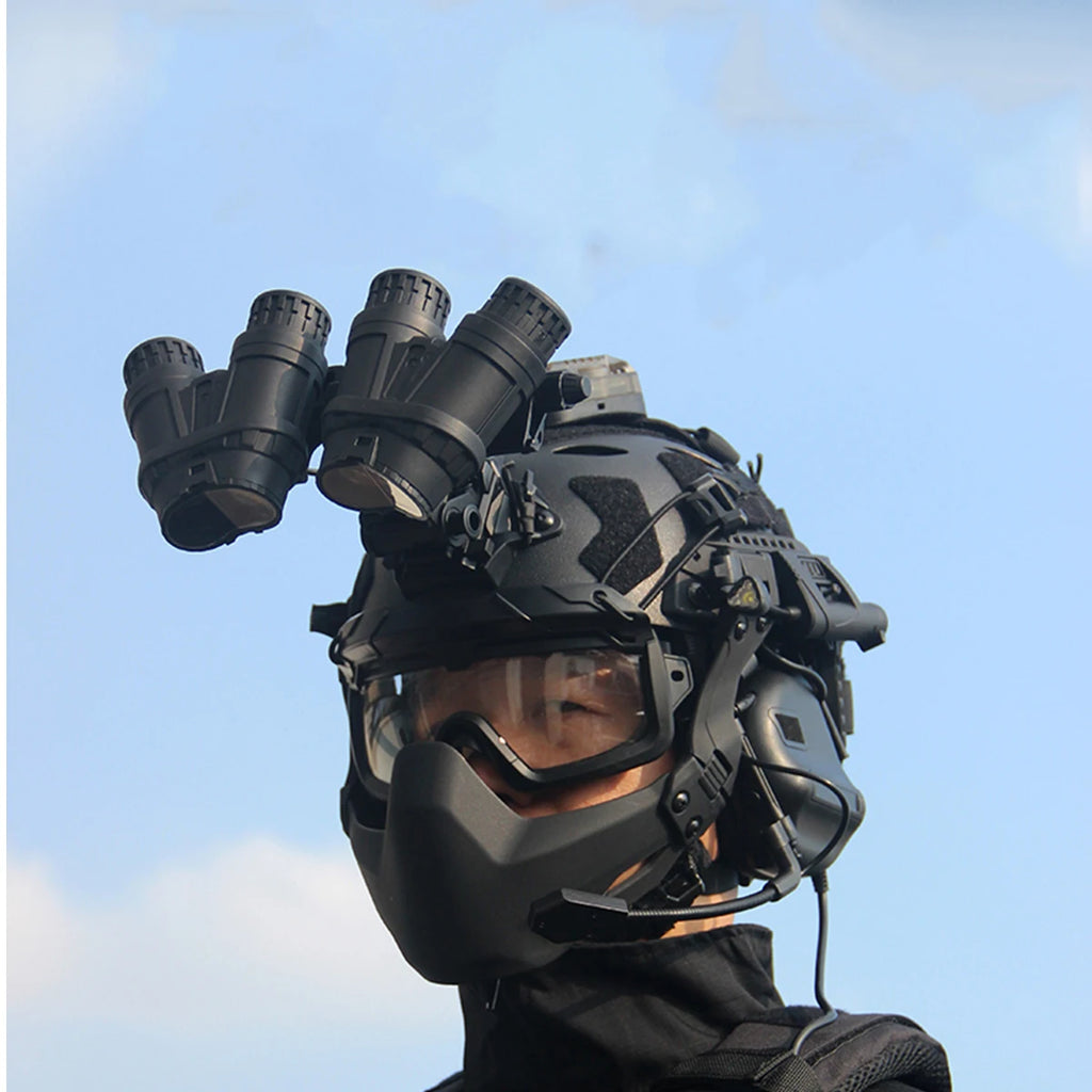 Airsoft Fast Helmet Set With Night Vision Goggles & tactical Headphones & Flashlights & for Hunting,Movie And TV Props,etc